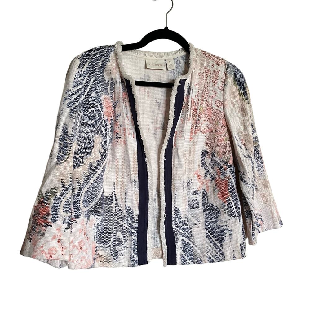 Chico's Open Front Jacket Topper Blazer Paisley Tapestry Size 0 (US‎ Small/4)